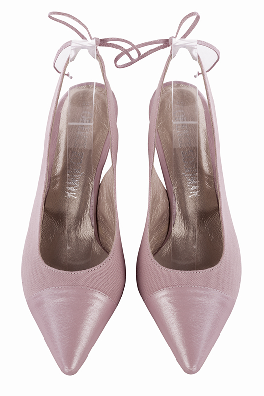 Dusty rose pink women's elegant sneakers. Pointed toe. Medium slim heel. Top view - Florence KOOIJMAN